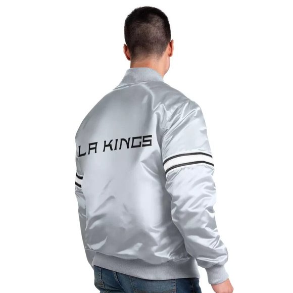 Starter Mens Los Angeles Kings LA Varsity Satin Full Snap Jacket Coat 2XL XXL - Picture 4 of 5